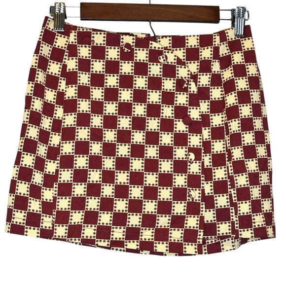 (Sold) Urban Outfitters Mini Skirt Women’s Size Small Red Yellow Check Print New - Picture 3 of 12